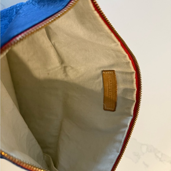 Clare V Blue Leather Clutch with Red Zipper - Picture 4 of 6